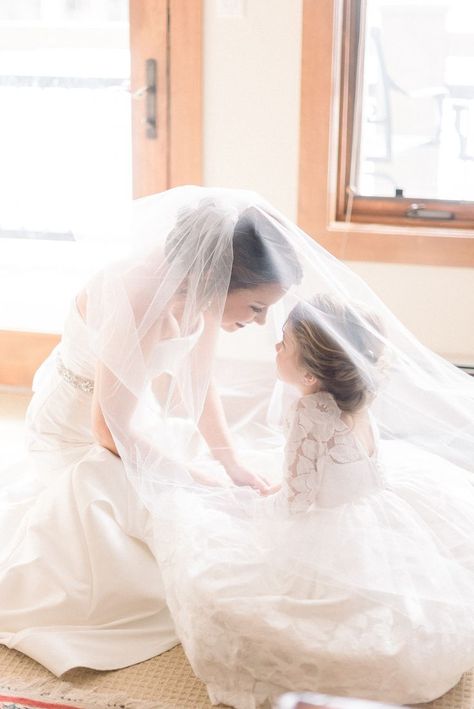 Bride And Daughter, Unique Flower Girl Dresses, Breckenridge Wedding, Creative Wedding Photo, Wedding Picture Poses, Breckenridge Colorado, Beautiful Wedding Photos, Mom Wedding, Mom And Daughter