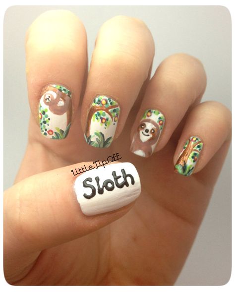 Little Tip Off (My next ‘Seven Deadly Sins’ manicure… SLOTH! I...) Sloth Nails, 7 Deadly Sins, Art Blog, Sloth, Manicure, Forest, Nail Art, Nails, Art