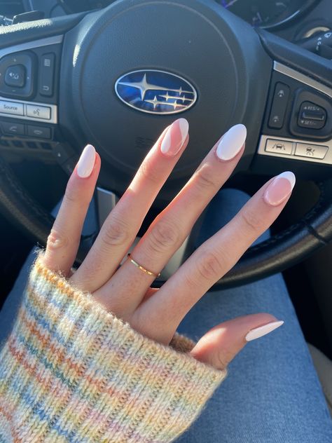 Beige Nails Almond Shape, Beige Almond Nails Short, Creme Nails Acrylic Almond, Neutral Bridesmaid Nails Almond, Cream White Almond Nails, White Nail Designs Almond, Hoco Nails, White Nail Designs, 20th Birthday