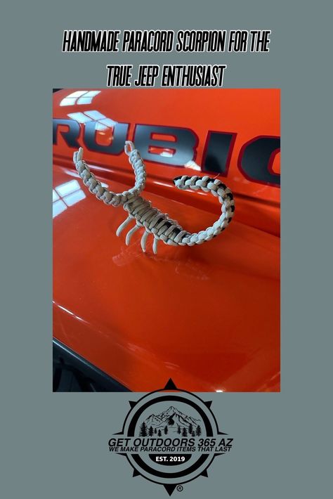 Handmade paracord scorpion for the Jeep enthusiast 🔗 #EDCKnifeBeads #KnifeAccessories #EverydayCarry #EDC #GearCustomization #TacticalBeads #ParacordBeads #HandcraftedBeads #ArtisanBeads #KnifeCollecting #KnifeEnthusiast #GearUpgrade #UniqueBeads #FunctionalArt Paracord Scorpion, Paracord Accessories, Paracord Beads, Rugged Style, Adventure Gear, Outdoor Essentials, Get Outdoors, Pillow Box, Unique Bracelets