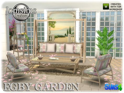 Sims 4 Porch, Garden Sets, Dining Room Sofa, Garden Coffee Table, Sims 4 House Design, Baby Swing, Screen Porch, The Sims 2, Garden Swing