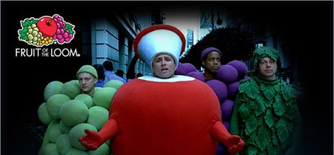 Fruit Of The Loom Characters Costumes | WebNuggetz.com Grapes Costume, Characters Costumes, Apple Costume, Green Stockings, Halloween Fruit, Travel Content, Stocking Hat, Up Balloons, Retro Ads