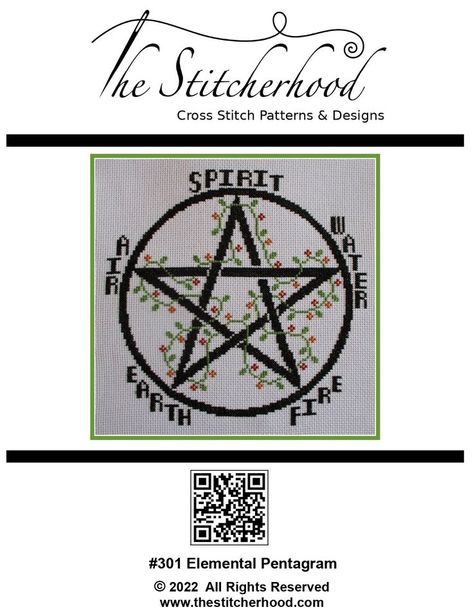 Cross stitch pattern of a pentagram surrounded with vines, leaves and flowers, and has the elements at each point of the star. $6.00 PDF Pentagram Cross Stitch, Wiccan Wedding, Vines Leaves, Sheriff Badge, Wedding Cross Stitch, Halloween Cross Stitch Patterns, Halloween Cross Stitches, Altar Cloth, Cross Stitch Samplers