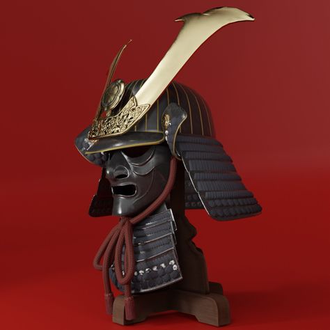 Sci-fi Helmet, Samurai Warrior Tattoo, Samurai Mask, 3d Sculpting, Samurai Helmet, Japan Tattoo Design, Samurai Armor, Warrior Tattoo, Japan Tattoo