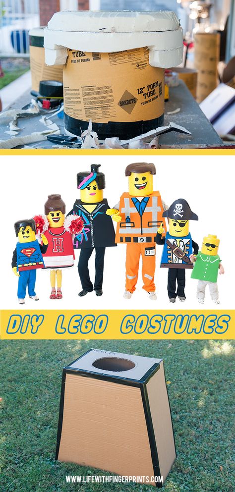 Lego Costume Diy, Lego Man Costumes, Lego Halloween Costumes, Lego Costumes, Ninjago Costume, Halloween Lego, Meme Costume, Cardboard Costume, Lego Costume