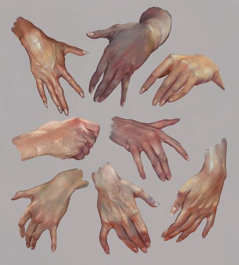 Hand Studies, Christophe Young on ArtStation at https://www.artstation.com/artwork/Z5wb51 Desen Realist, Siluete Umane, Hand Drawing Reference, Body Reference Drawing, Hand Reference, Gambar Figur, Anatomy Drawing, Poses References, Digital Painting Tutorials