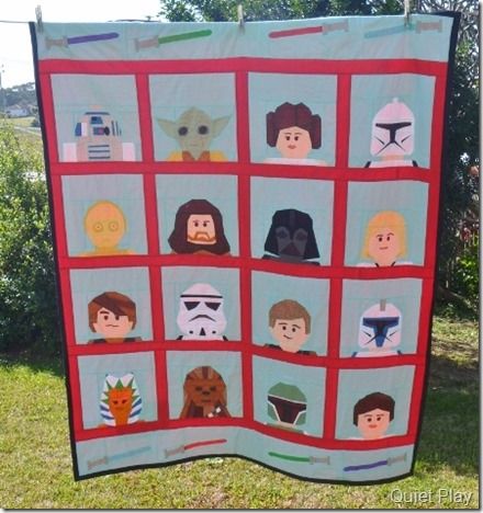 Free Pattern. LEGO Paper Pieced Star Wars Quilt -- "All of the patterns for Kristy’s fabulous LEGO Star Wars Quilt are available for free in her Craftsy shop. Find the link and more photos of the quilt at Quiet Play." ~Sew Mama Sew #giftidea Baby Boy Quilt Patterns, Star Wars Figure, Star Wars Quilt, Boys Quilt Patterns, Star Wars Crafts, Quilt Big, Quiet Play, Fun Quilt, Crafting Inspiration