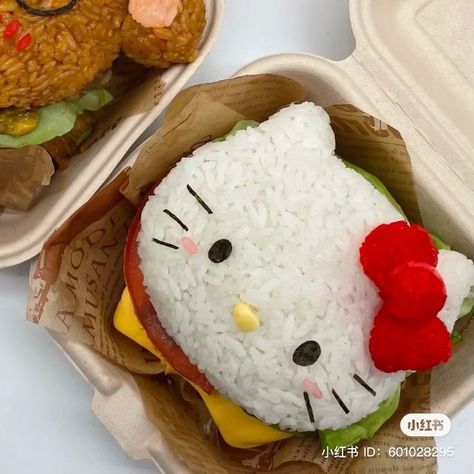 Hello kitty Sanrio Food, Food Studies, Picnic Date Food, Images Hello Kitty, Studying Food, Sanrio Stuff, Bread Cheese, Kitty Cafe, Kawaii Cooking