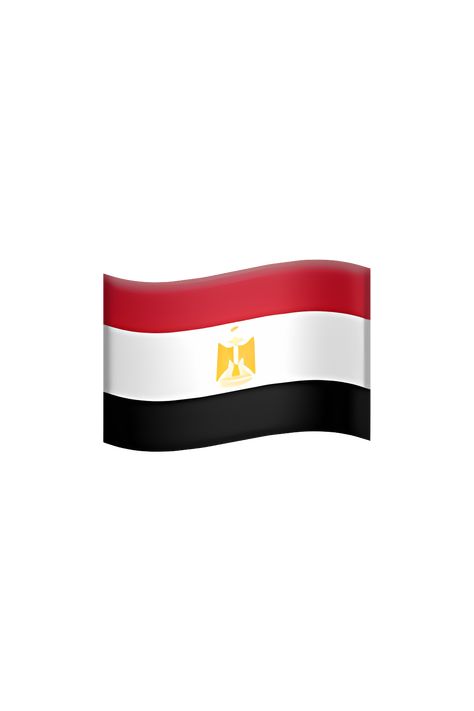 The emoji 🇪🇬 depicts the flag of Egypt, which consists of three horizontal stripes in red, white, and black colors. In the center of the white stripe, there is a golden eagle with outstretched wings, facing the hoist side of the flag. Flag Of Egypt, Egyptian Flag, Flag Emoji, Apple Emojis, Old Cairo, Flag Animation, Egypt Flag, The Emoji, Roblox T-shirt