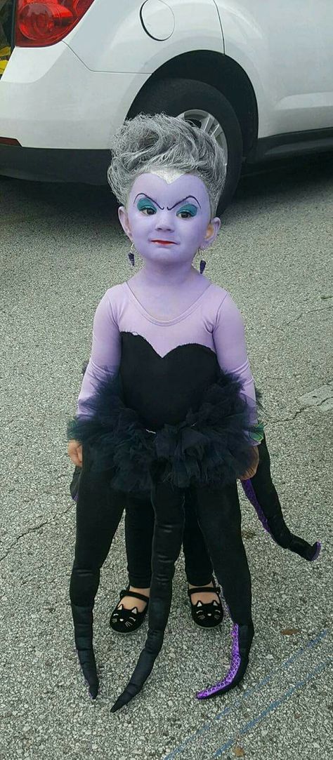 Ursula Ursula Toddler Costume, Ursula Makeup For Kids, Toddler Ursula Costume, Diy Ursula Costume Kids, Ursula Party Ideas, Homemade Ursula Costume, Ursula Hair Ideas, Ursula Birthday Party Ideas, Ursula Costume Kids