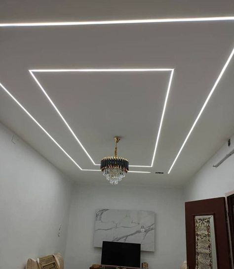 Plain Fall Ceiling Designs, Plain Pop Ceiling Design, Profile Light False Ceiling, Plain False Ceiling Design, Pop Profile Light Design, False Ceiling With Profile Lights, Simple Hall Interior Design, दरवाजा डिजाइन, Plain Ceiling