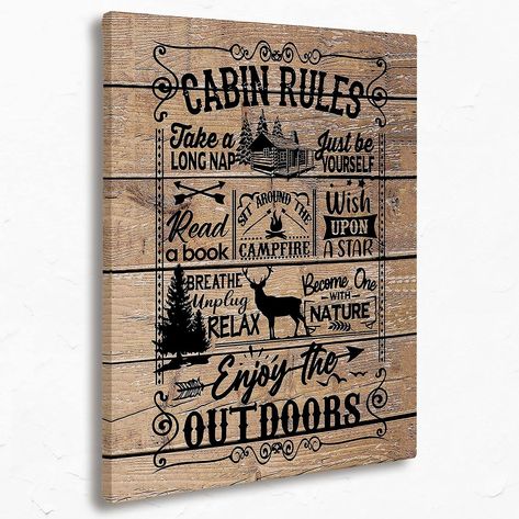 #Sponsored Funny Quote Cabin Rules Life Canvas Wall Art Prints,Wood Texture Paintings Prints,11x14 inches Artwork for Cabin Live Themed Decor Bathroom Bedroom Living Room Outdoor Porch Patio Cabin Cabin Rules, Texture Paintings, Cabin Wall Art, Wall Nails, Living Room Outdoor, Log Cabin Decor, Cabin Living, Tree Wall Decor, Nails And Screws