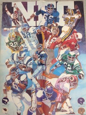 Vintage NFL Football Poster - NFC Denver Broncos Art, Vikings Art, Shannon Sharpe, Nfl Art, Conference Poster, Adrian Peterson, Nfl Football Art, Denver Broncos Football, Football Illustration