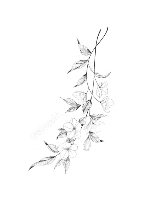 Foliage Wrist Tattoo, Curved Floral Tattoo Design, Jasmin Tattoo Flower, Flower Vine Tattoos, Flower Tattoo On Ribs, Floral Tattoo Shoulder, Floral Thigh Tattoos, Horoscope Tattoos, Mommy Tattoos