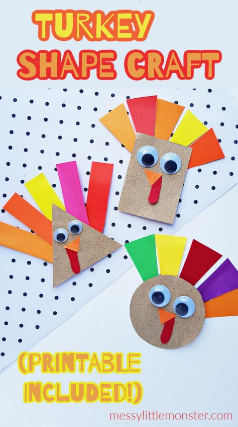 Shape Activity For Toddlers, Turkey Craft Template, Shape Turkey, Turkey Template, Craft Thanksgiving, Paper Turkey, Thanksgiving Crafts For Toddlers, Fun Thanksgiving Crafts, Craft For Preschoolers