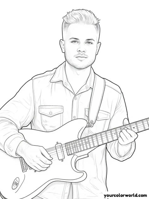 Coloring Sheet of Zach Bryan Playing guitar. Color in this adult coloring sheet of Zach Bryan the country singer. It is detailed and ready for you to test your skills Music Coloring, Country Singer, Zach Bryan, Free Printable Coloring, Free Printable Coloring Pages, Playing Guitar, Printable Coloring Pages, Printable Coloring, Coloring Sheets