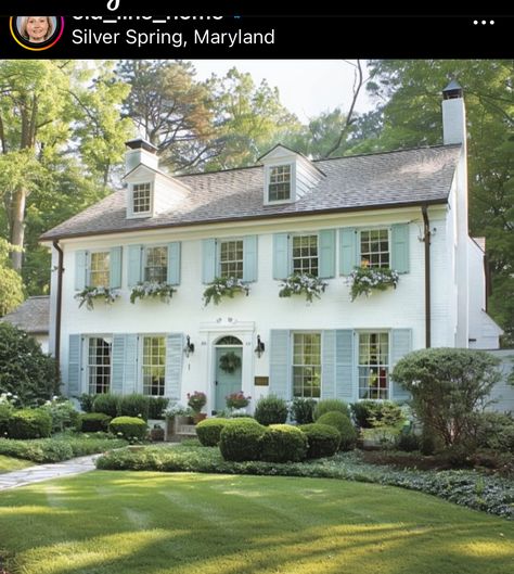 East Coast House, Shutter Colors, Provincial Home, Blue Shutters, Storybook Cottage, Street House, Up House, Architecture Exterior, English Cottage