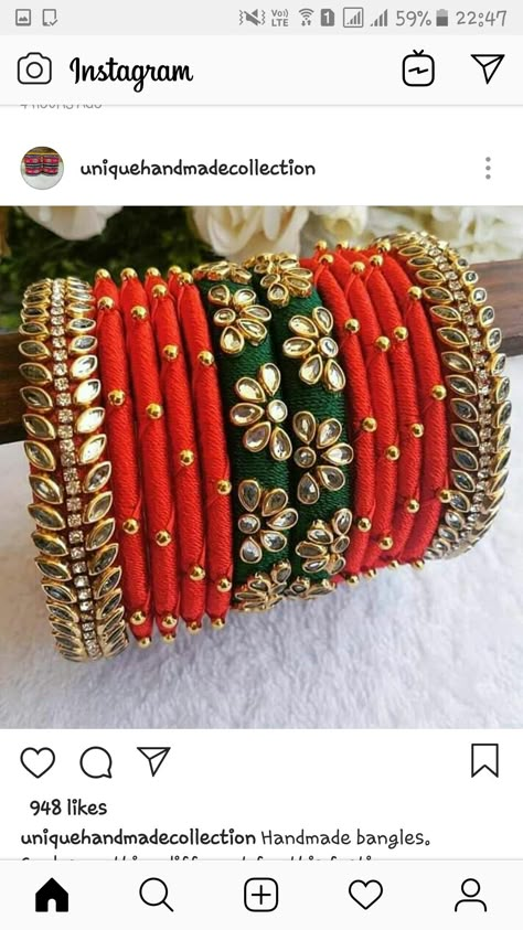 Thread Work Bangles Design, Silk Thread Bangles Design Bridal, Thread Bangle Designs, Thread Bangles Silk Handmade, Silk Thread Earrings Designs, Diy Earrings Materials, Fabric Bangles, Silk Thread Bangles Design, Silk Bangles