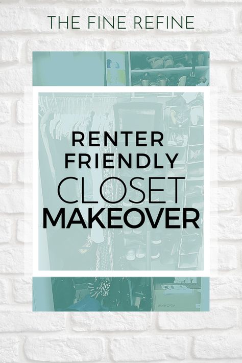 There are 3 rules for renters closet makeovers:  The organizing system needs to be easy to set up, not damaging to walls and existing structures, and be easy to remove.  Check out this renter friendly closet organization using the ClosetMaid 53000 system. Renter Friendly Closet, Rental Closet, Rental Organization, Tiny Closet Organization, Small Closet Makeover, Apartment Closet Organization, Closet Makeovers, Organize Documents, Closet Maid