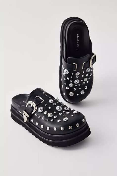 Azalea Wang Storm Chaser Studded Clog | Urban Outfitters Mountain Wear, Studded Clogs, Storm Chaser, Black Wardrobe, Diy Clothes And Shoes, Azalea Wang, Black Fits, Clogs, Urban Outfitters