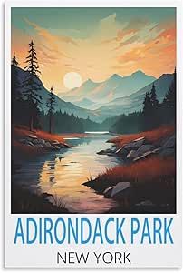 DUnLap Adirondack Park New York Vintage Travel Posters 08x12inch(20x30cm) Canvas Wall Art Wall Print Painting Decor Living Room Bedroom Decor, Unframe-style Bedroom Decor Posters, Adirondack Park, Family Bedroom, New York Vintage, Decor Posters, Painting Decor, Vintage Travel Poster, National Park Posters, Print Painting