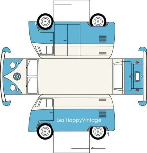 VW Bus Paper Template Printable Paper Camera, Mainan Diy, Templat Kotak, 3d Templates, Vika Papper, Printable Toys, Gratis Printables, Rainy Day Fun, Paper Car