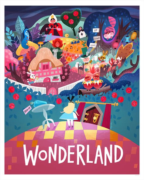 Joey Chou, Disney Poster, Alice In Wonderland Print, Alice In Wonderland Illustrations, Alice In Wonderland Disney, Gif Disney, Disney Posters, Disney Travel, Pinturas Disney