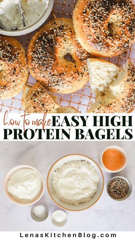 Protein Bagels With Greek Yogurt, Protein Bagel Recipe, High Protein Bagels, Greek Yogurt Bagels, Protein Bagels, Bagel Toppings, 2024 Board, Bagel Sandwich, Snack Craving