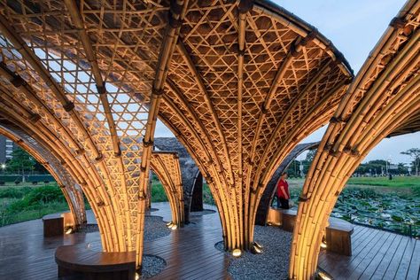 China University, Roof Cladding, Bamboo Structure, Bamboo Architecture, Pavilion Design, Bamboo Art, School Of Architecture, Urban Park, Bamboo Design