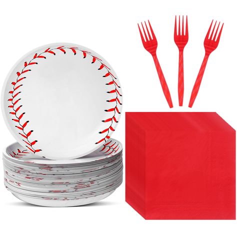 PRICES MAY VARY. Enough Quantity to Use and Replace: the 180 pieces of baseball birthday party supplies includes 60 baseball themed plastic plates, 60 plastic forks, and 60 napkins; These baseball party supplies embroidered with classic baseball motifs will surely magnify your celebration be it a birthday, a team fellowship, and other sports themed events; The baseball party plates are approx. 7.5 x 7.5 inches/ 19 x 19 cm and the baseball napkins are approx. 6.5 x 6.5nches Aesthetically Pleasing Baseball Theme Birthday Party, Baseball Pattern, Baseball Theme Birthday, Kids Birthday Party Decoration, Baseball Birthday Party, Plastic Forks, Baseball Party, Baseball Theme, Baseball Birthday