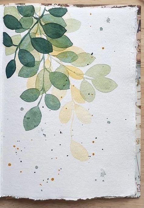 Watercolor Art Greenery, Foliage Watercolor Painting, Water Colour Leafs, Watercolour Plants Simple, Book Illustration Art Vintage Prints, Botanical Painting Watercolour, Easy Aquarell Painting, Abstract Watercolor Art For Beginners, Cool Watercolor Paintings