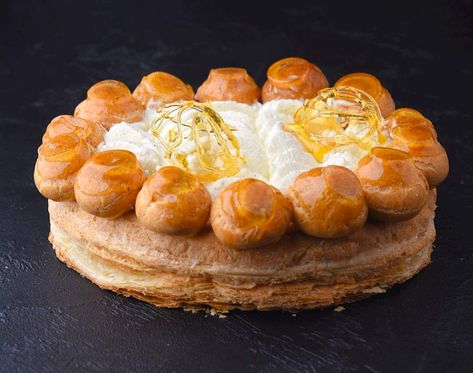 St. Honoré Cake Authentic Recipe | TasteAtlas Saint Honore Cake, St Honore Cake, St Honore, Choux Buns, Cake Recipe Easy, Whiskey Cake, Saint Honore, Inside Cake, Choux Pastry