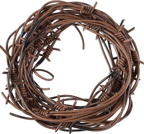 Fake Barbed Wire, Barbed Wire Wreath, Western Christmas Decorations, Western Party Decorations, Cowboy Decor, Christmas Wired Ribbon, Barb Wire, Haunted House Props, Rope Decor