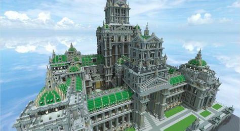 AMAZING Stone and green block castle in Minecraft Minecraft Palace, Minecraft Castle Blueprints, Villa Minecraft, Construction Minecraft, Minecraft Structures, Minecraft Castle, Cool Minecraft Creations, Minecraft Medieval, Winter Palace