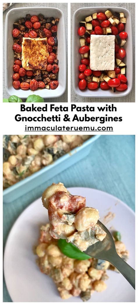 Baked Feta Pasta with Gnocchetti and Aubergines Baked Feta Pasta, Tiktok Food, Baked Feta, Feta Pasta, Black Food, Creamy Pasta, Pasta Bake, Food Trends, Group Meals