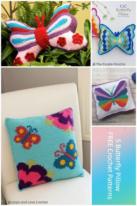 #freecrochetpatterns #butterfly Incorporating butterfly-themed elements into your home decor can bring a touch of elegance and whimsy to any space Crochet Butterfly Pillow Free Pattern, Boho Crochet Patterns, Crochet Monsters, Butterfly Pillow, Crochet Butterfly, Cushion Pattern, Boho Crochet, Love Crochet, Crochet Techniques