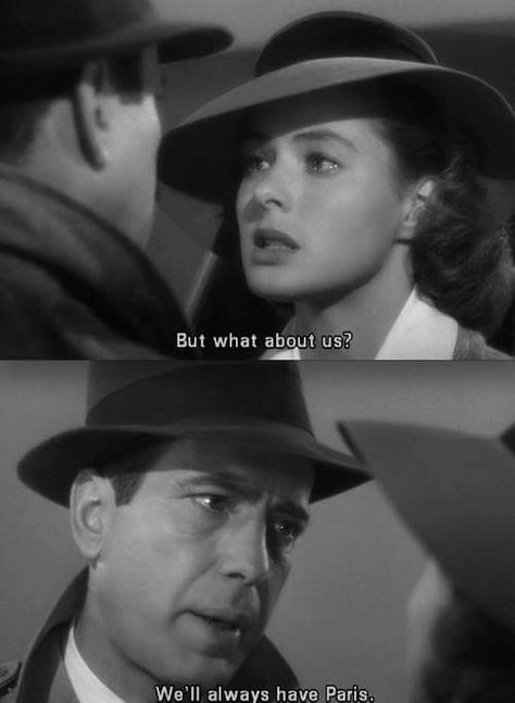 Humphrey Bogart and Ingrid Bergman in Casablanca (1942) Casablanca Quotes, Humphrey Bogart Casablanca, Old Movie Quotes, Casablanca Movie, Classic Movie Quotes, Old Movie, Black And White Movie, Old Hollywood Movies, I Love Cinema