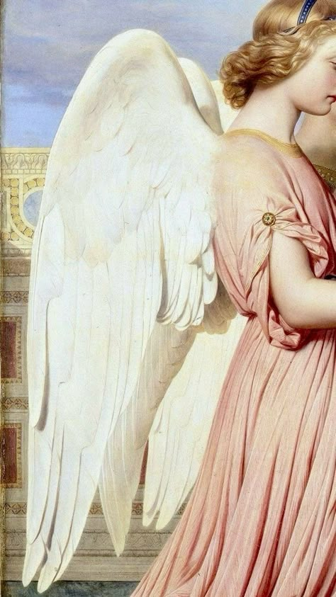 Angels Painting Aesthetic, Angel Classic Art, Angel Aesthetic Pink, Catholic Poster, Catholic Paintings, Paul Delaroche, Angelic Aesthetic, Saint Cecilia, Angel Aesthetic