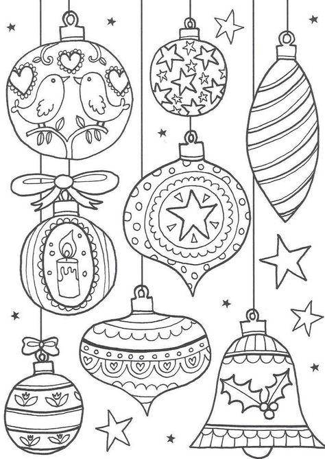 Christmas Coloring Pages Ornaments - Printable Christmas Coloring Pages Juleverksted For Barn, Christmas Colouring Pages, Free Christmas Coloring Pages, Christmas Coloring Sheets, Printable Christmas Coloring Pages, Pola Bordir, Christmas Doodles, Christmas Coloring Books, Free Christmas Printables