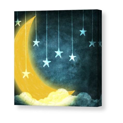 Baby Room Paintings Canvases, Painting Moon And Stars, Moon And Sun Painting, Rainbow Ideas, Canvas Painting Quotes, Moon With Stars, Painting Moon, Scratchboard Art, Spiritual Paintings