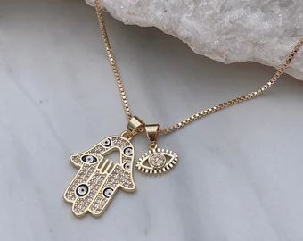 Etsy - Shop for handmade, vintage, custom, and unique gifts for everyone Sun And Moon Necklace, Hamsa Earrings, Sunshine Necklace, Fall Nail Art Designs, Celestial Necklace, Crescent Moon Necklace, Evil Eye Pendant, Moon Necklace, Birthstone Necklace