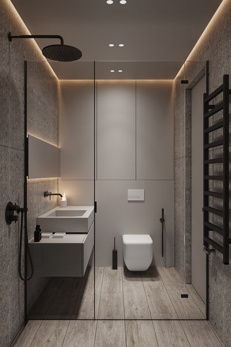 п75 on Behance Bathroom Niche Design, Toilet Ceiling, Japandi House, Bathroom Wall Tile Design, Wc Design, Bathroom Design Black, Ceiling Design Modern, Bathroom Ceiling, Bathroom Wall Tile