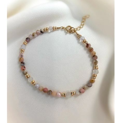 Opal & Moonstone Gold Filled Bracelet. Delicate Beaded - Etsy Australia Self Made Bracelets, Balancing Emotions, Opal Moonstone, Diy Collier, Beads Bracelet Design, Bracelet Crystal, Moonstone Bracelet, Moonstone Beads, Bracelet Gemstone