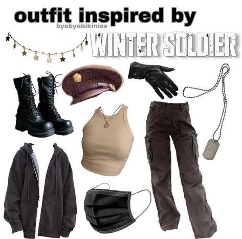 Winter Soldier Aesthetic, Soldier Aesthetic, Bookworm Clothes, Marvel Inspired Outfits, Avengers Outfits, Holloween Costume, Character Inspired Outfits, Casual Cosplay, Halloween Costume Outfits