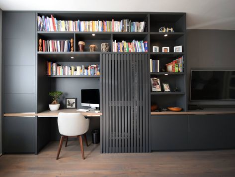 8 Ideas for Squeezing in a Work-from-home Area | Houzz UK Media Unit Design, Home Study Rooms, London Living Room, Study Wall, Small Modern Living Room, Light Hardwood, Room London, Study Nook, Living Room Photos