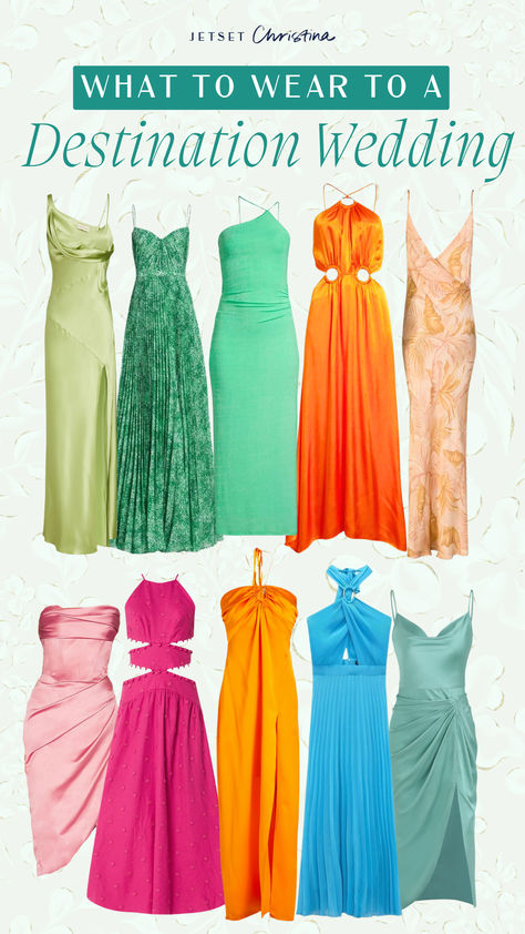 What to wear to a destination wedding, beach wedding guest dresses, guest destination wedding dresses, cutest dresses for a destination wedding, what to wear to a beach formal wedding. Vacation Wedding Guest Dress, Lake Wedding Dress Guest, Wedding Guest Dress Beach Destination, Cabo Wedding Guest Attire, What To Wear To A Beach Wedding, Island Wedding Guest Dress, Mexico Beach Wedding Guest Dress, Mexico Wedding Guest Dress, Destination Wedding Guest Attire