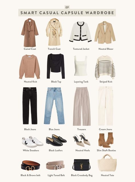 Smart Casual Capsule Wardrobe, Smart Casual Capsule, Casual Outfits Petite, Casual Capsule Wardrobe, Business Dress Code, Fall Business Casual Outfits, Fall Winter Capsule Wardrobe, Sarah Flint, Smart Casual Wardrobe