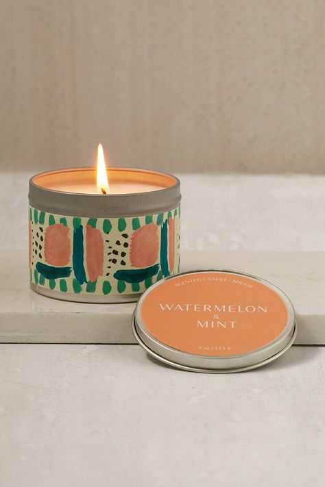 Artist Print Tin Candle Lilin Aroma, Candle Packaging Design, Diy Candles Easy, Boho Candle, Diy Candles Homemade, Candle Projects, Watermelon Mint, Bath Body Works Candles, Tin Candle