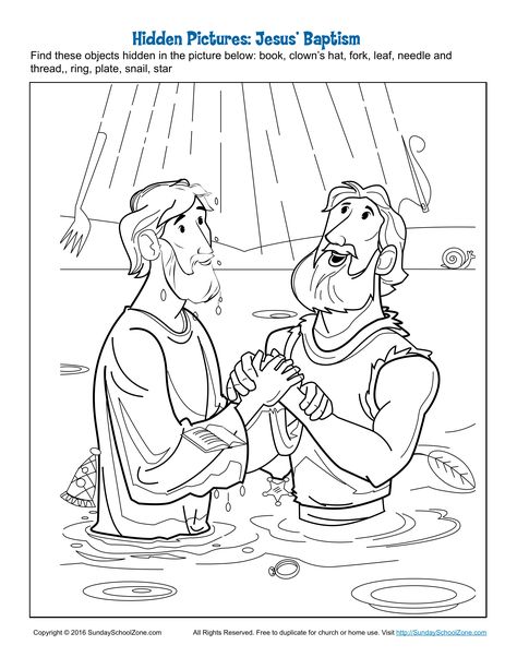 Jesus’ Baptism Hidden Pictures Baptism Craft, Jesus Baptised, Jesus Baptism, Childrens Bible Activities, Lds Coloring Pages, Jesus Coloring Pages, Sunday School Coloring Pages, Getting Baptized, Bible Story Crafts