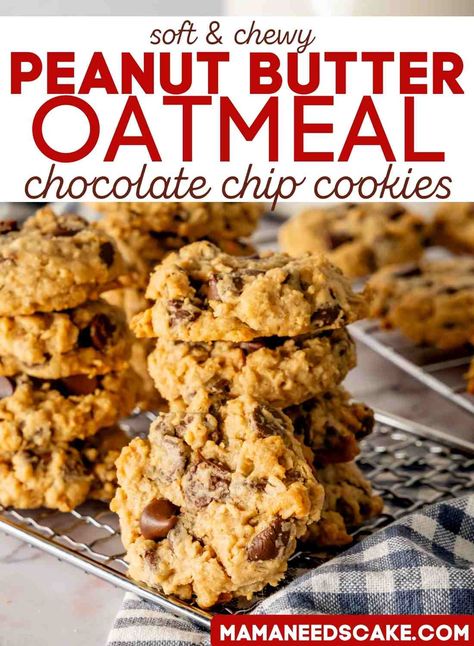 Peanut Butter Oatmeal Chocolate Chip, Peanut Butter Oatmeal Chocolate Chip Cookies, Oatmeal Peanut Butter, Oatmeal Chocolate Chip Cookie Recipe, Chocolate Chip Oatmeal Cookies, Baking List, Easy Gluten Free Desserts, Thanksgiving 2024, Homemade Snickers